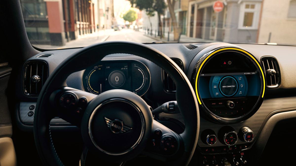 The MINI Cooper SE Countryman PHEV steering wheel. Jackie Cooper MINI in Edmond OK
